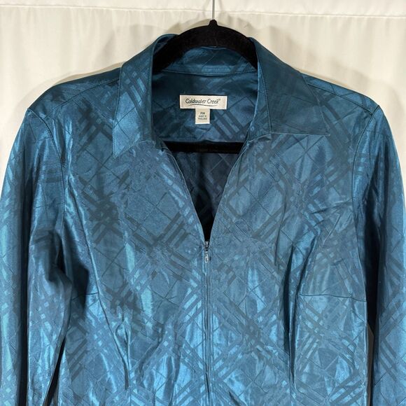 Coldwater Creek Jacket Women's Medium Petite Green Full Zip Long Sleeve - Picture 2 of 11